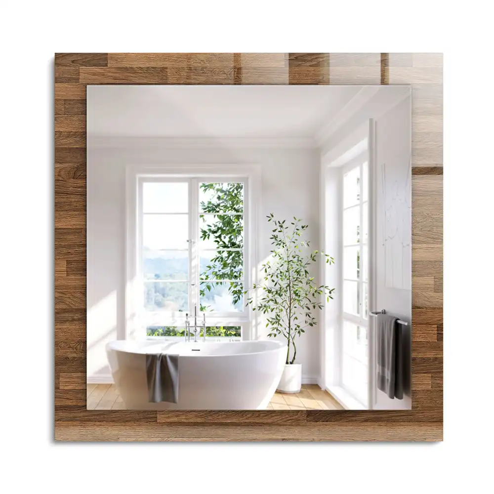 Miroir rectangulaire décoratif imprimé panneaux en bois