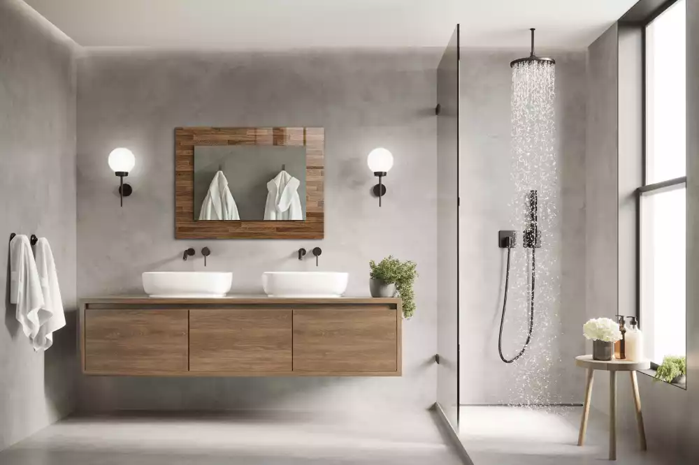 Miroir rectangulaire décoratif imprimé panneaux en bois
