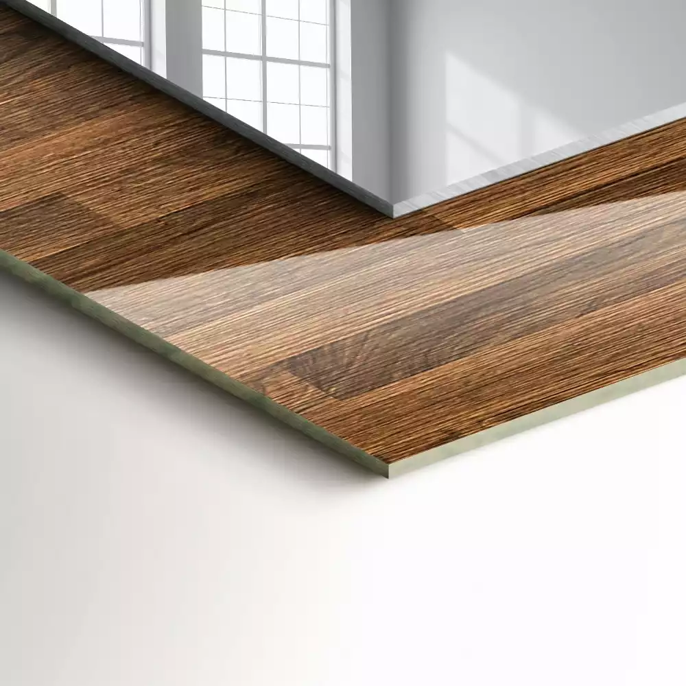Miroir rectangulaire décoratif imprimé panneaux en bois