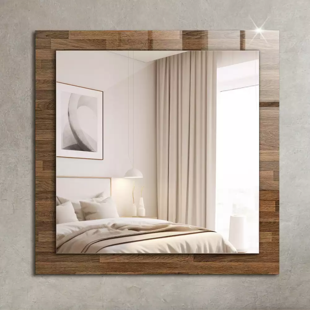 Miroir rectangulaire décoratif imprimé panneaux en bois