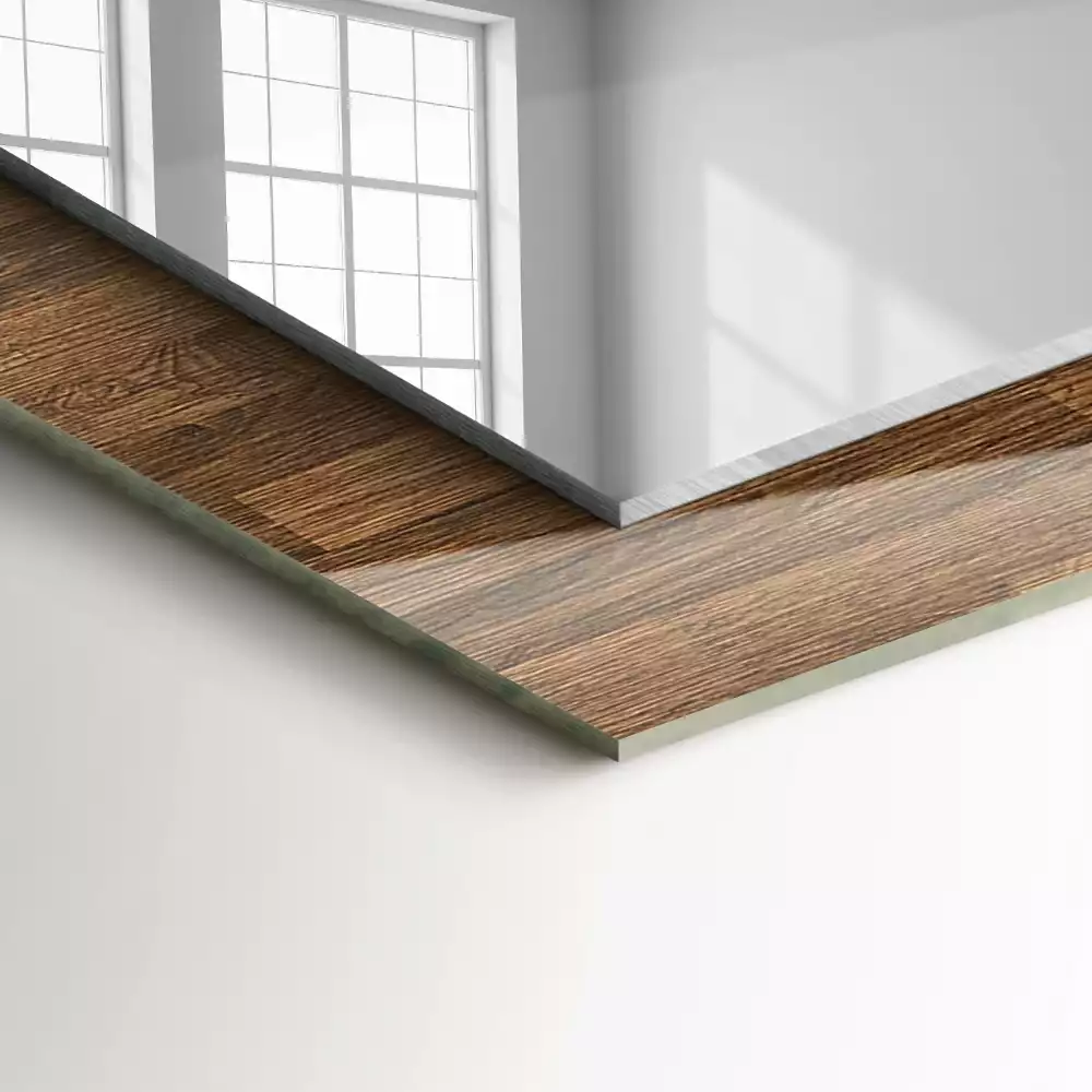 Miroir rectangulaire décoratif imprimé panneaux en bois