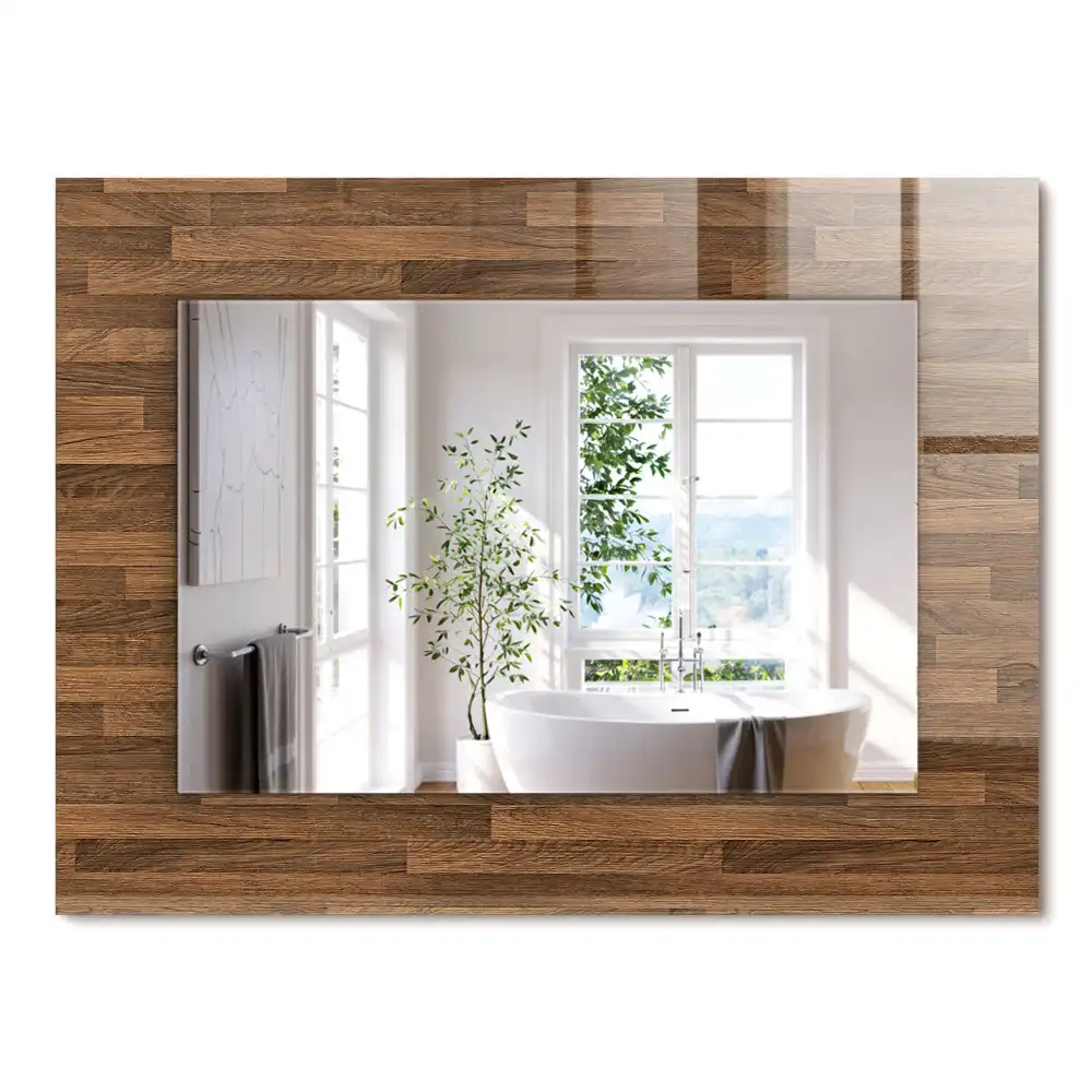 Miroir rectangulaire décoratif imprimé panneaux en bois