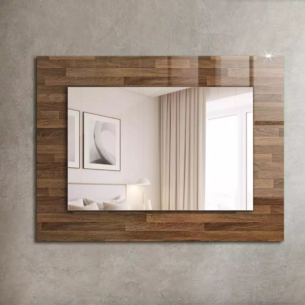 Miroir rectangulaire décoratif imprimé panneaux en bois