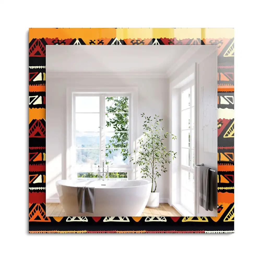 Miroir rectangulaire avec cadre imprimé motif ethnique coloré