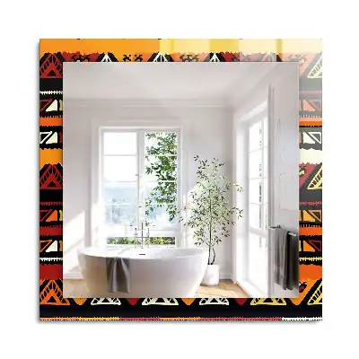 Miroir rectangulaire avec cadre imprimé motif ethnique coloré