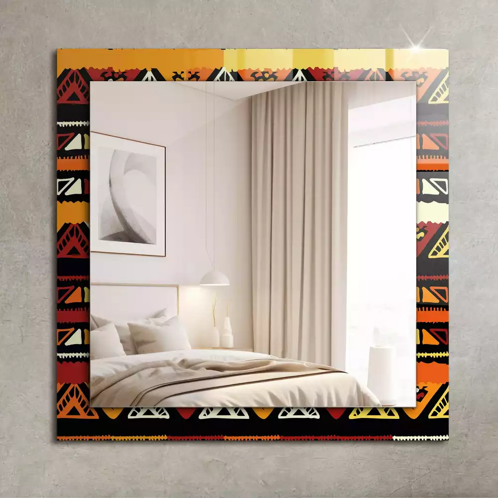 Miroir rectangulaire avec cadre imprimé motif ethnique coloré