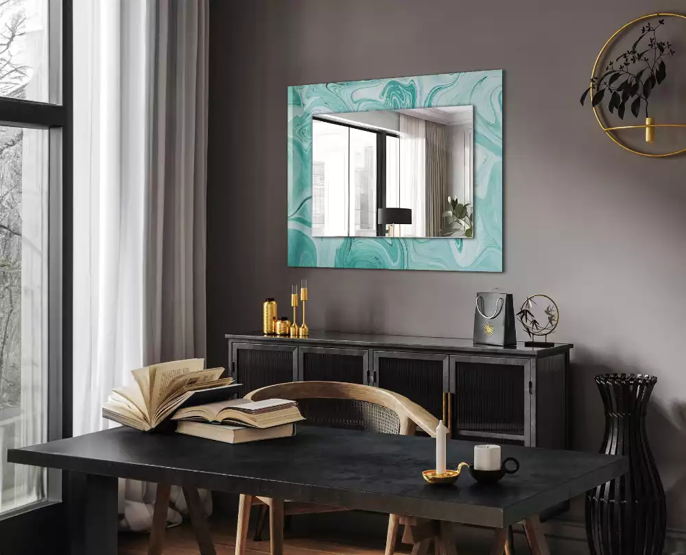 Miroir rectangulaire à cadre imprimé motif de marbre abstrait