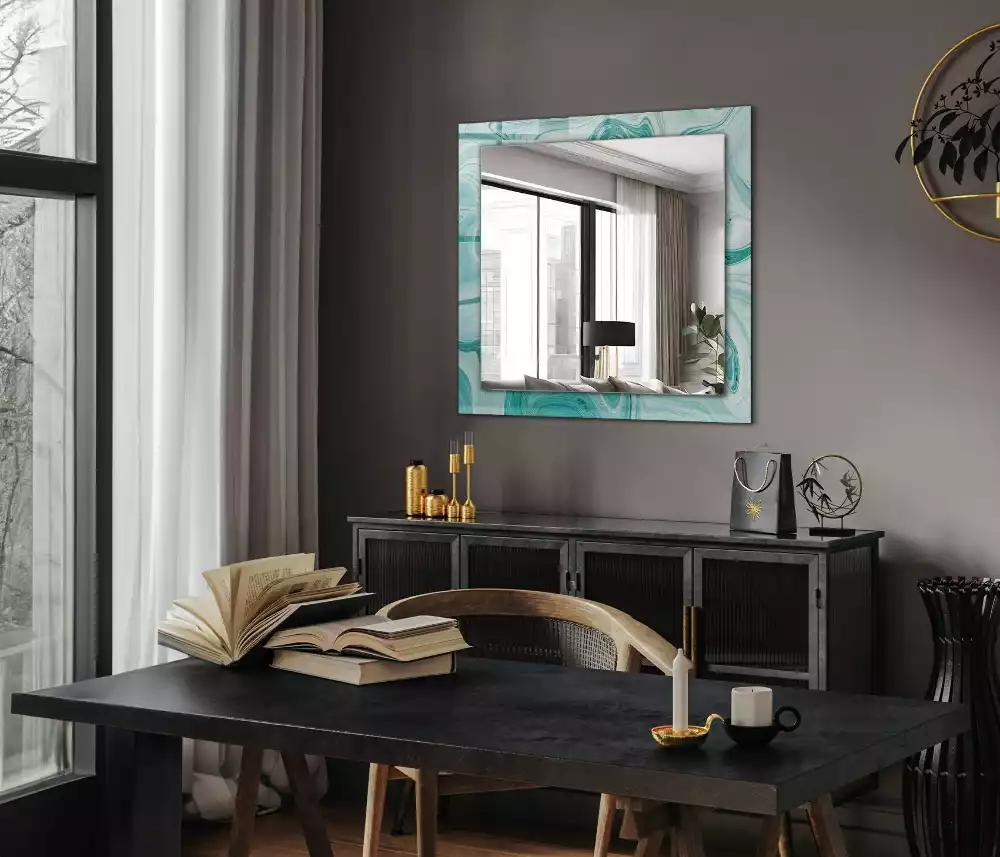 Miroir rectangulaire à cadre imprimé motif de marbre abstrait