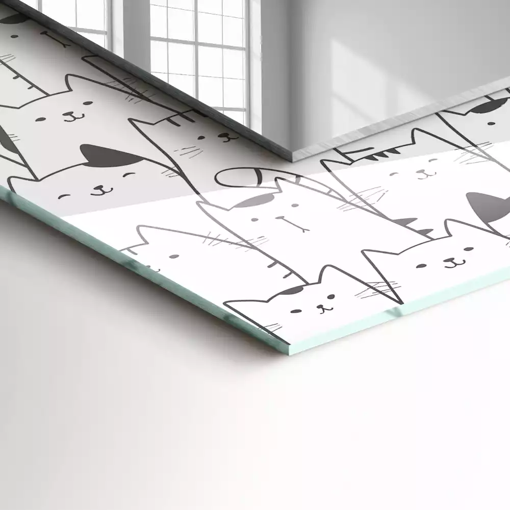 Miroir rectangulaire décoratif chats joyeux