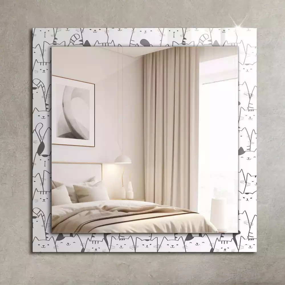 Miroir rectangulaire décoratif chats joyeux
