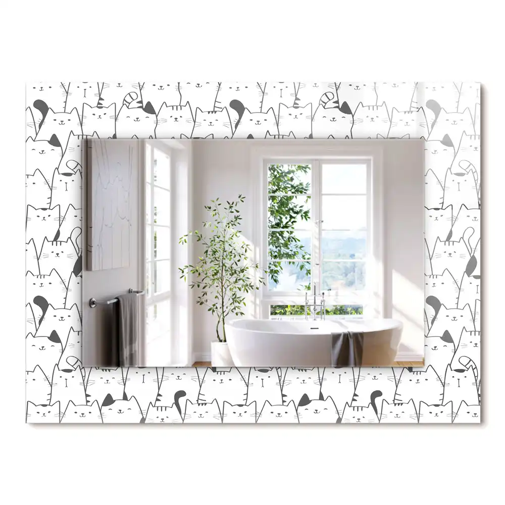 Miroir rectangulaire décoratif chats joyeux