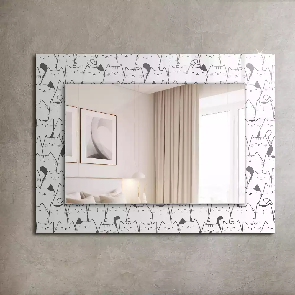 Miroir rectangulaire décoratif chats joyeux