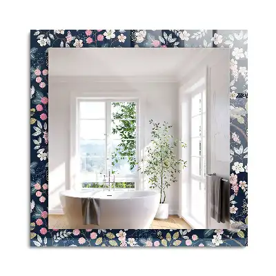 Miroir rectangulaire imprimé fleurs feuilles et oiseaux