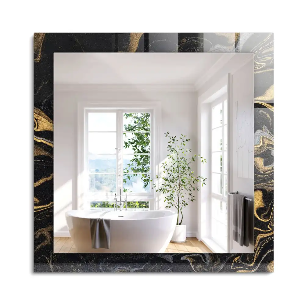 Miroir rectangulaire décoratif imprimé motif de marbre abstrait