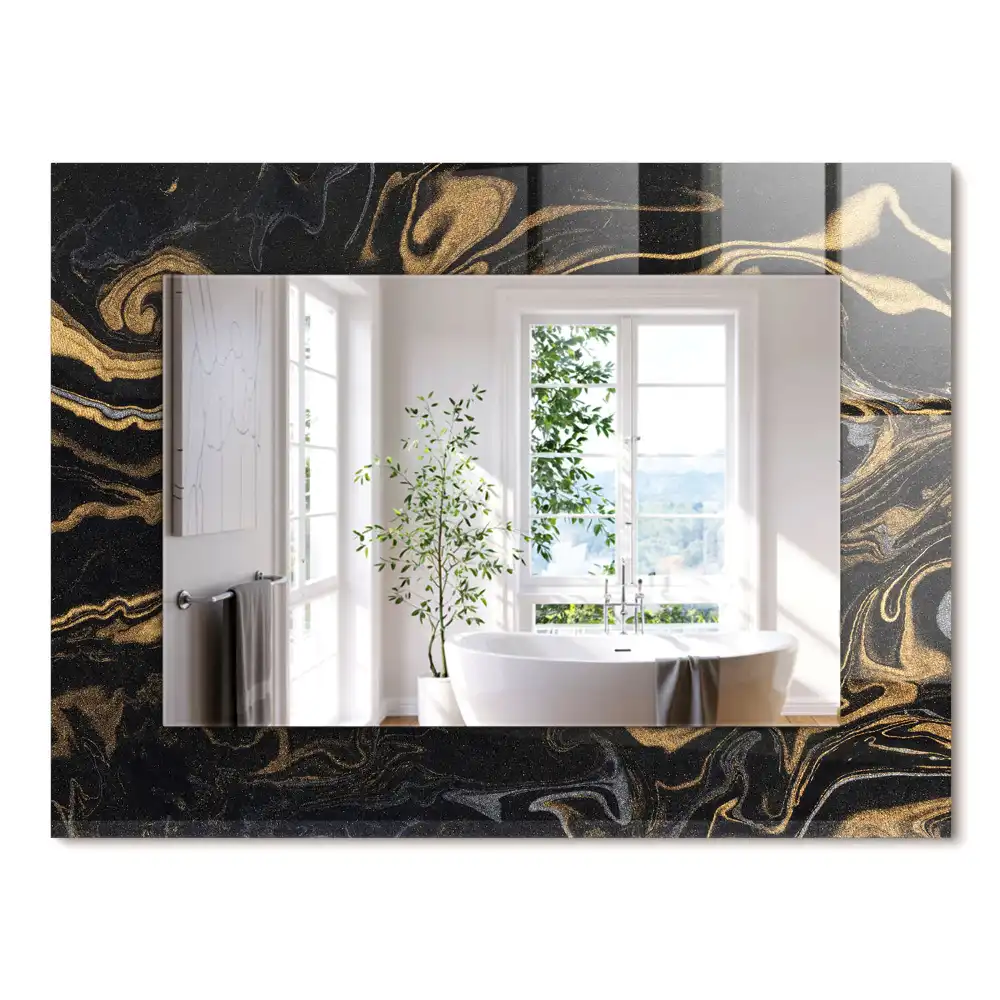 Miroir rectangulaire décoratif imprimé motif de marbre abstrait