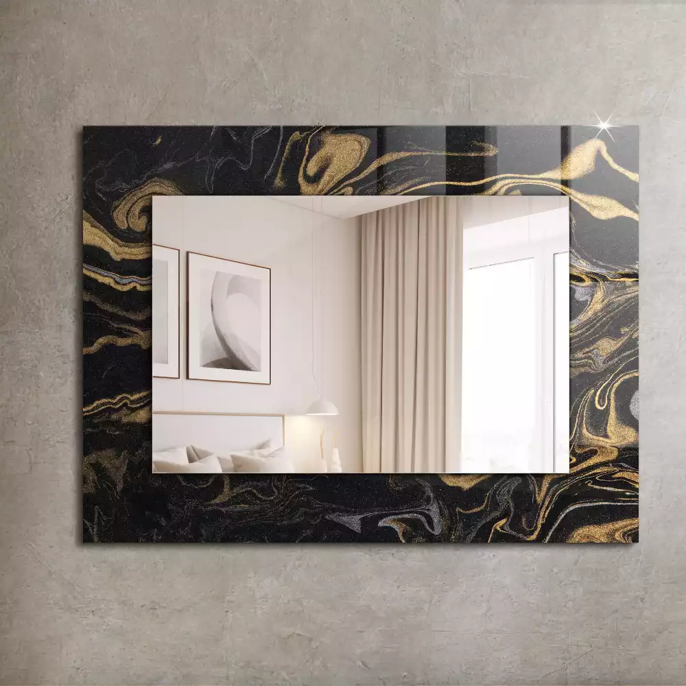 Miroir rectangulaire décoratif imprimé motif de marbre abstrait
