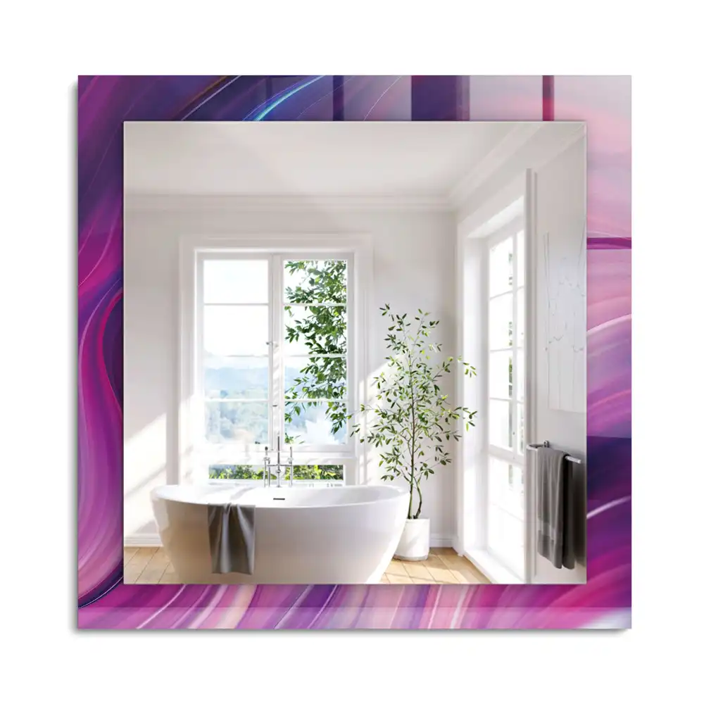 Miroir rectangulaire à cadre imprimé vagues colorées abstraites