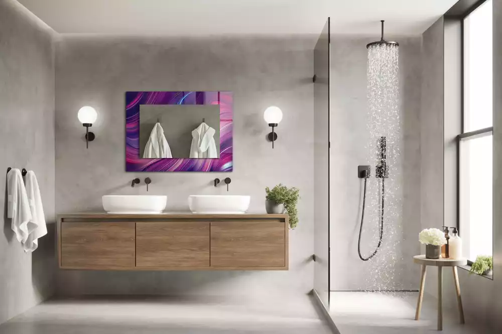 Miroir rectangulaire à cadre imprimé vagues colorées abstraites