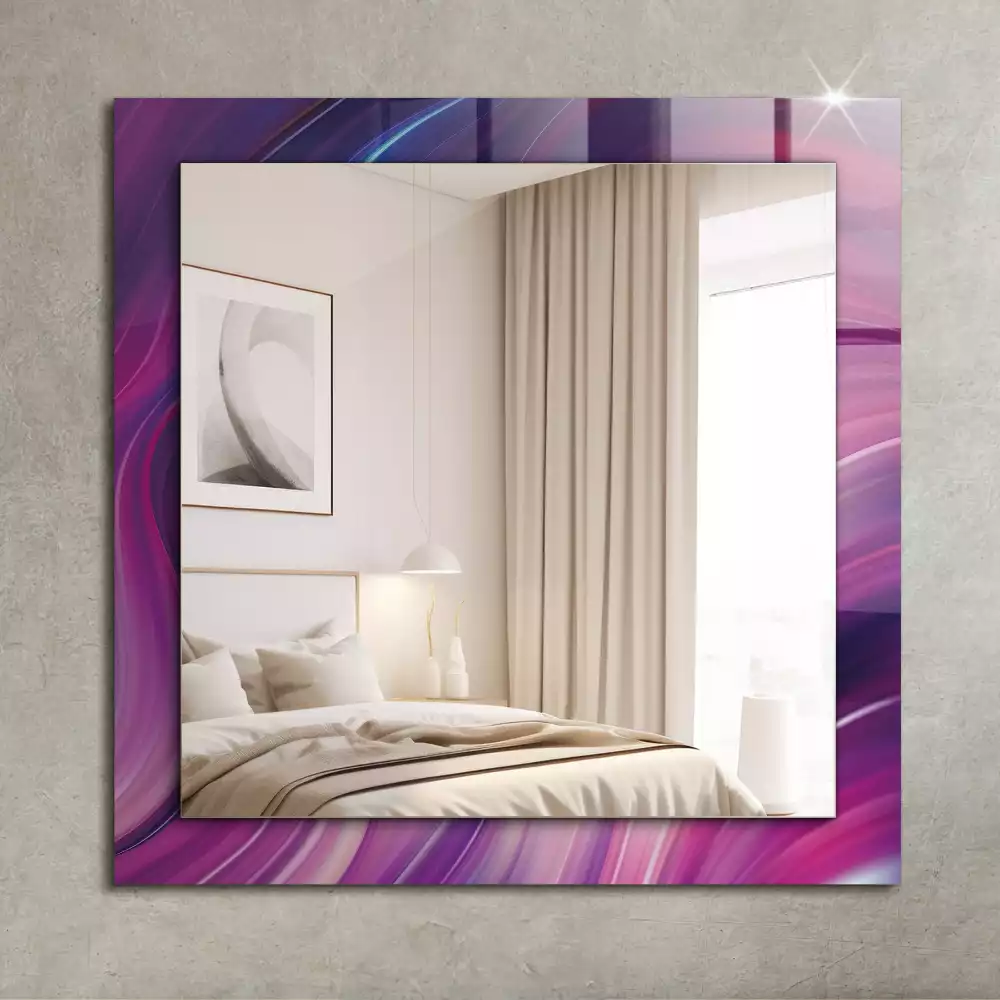 Miroir rectangulaire à cadre imprimé vagues colorées abstraites