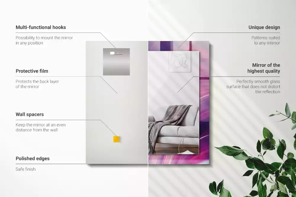 Miroir rectangulaire à cadre imprimé vagues colorées abstraites
