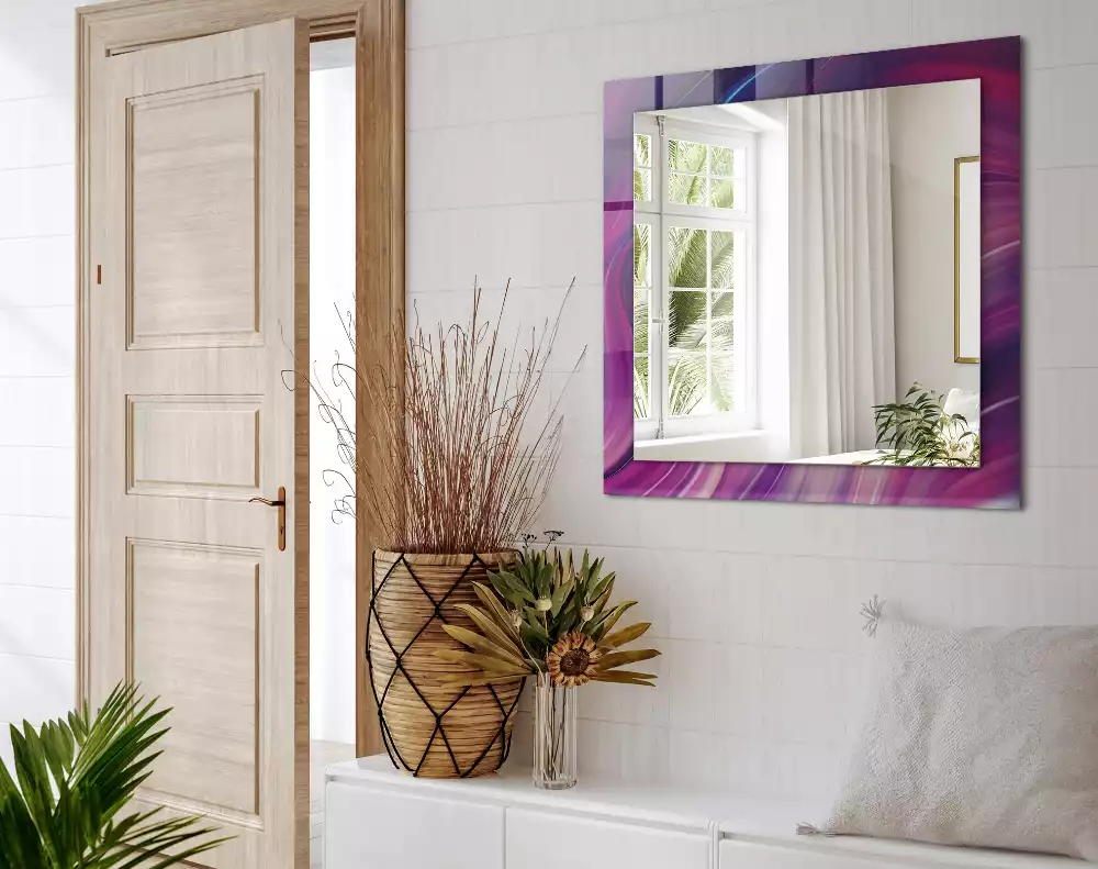 Miroir rectangulaire à cadre imprimé vagues colorées abstraites
