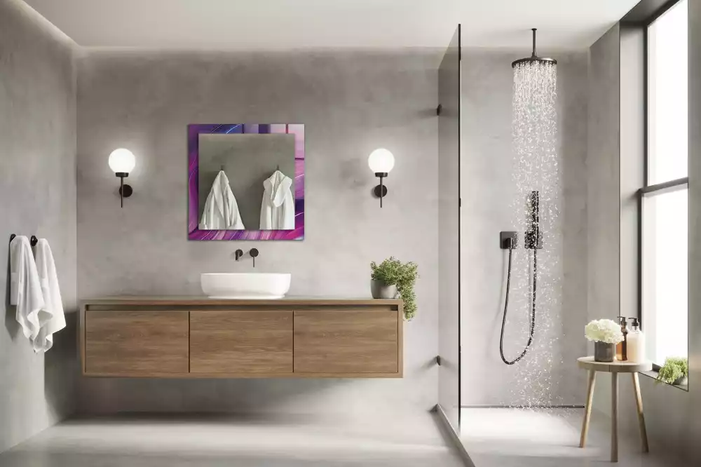 Miroir rectangulaire à cadre imprimé vagues colorées abstraites