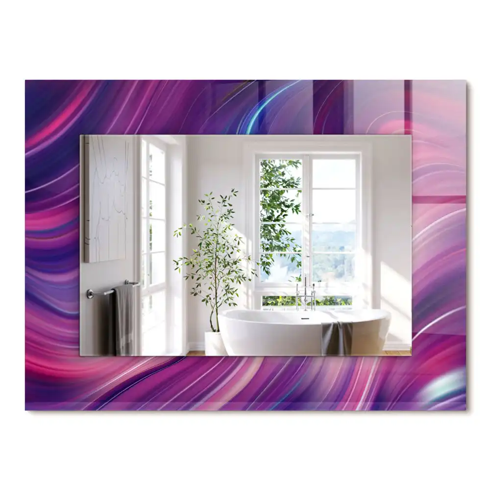 Miroir rectangulaire à cadre imprimé vagues colorées abstraites