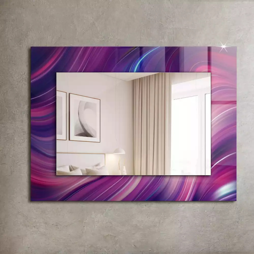 Miroir rectangulaire à cadre imprimé vagues colorées abstraites