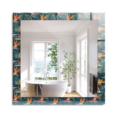 Miroir rectangulaire décoratif fleurs et feuilles