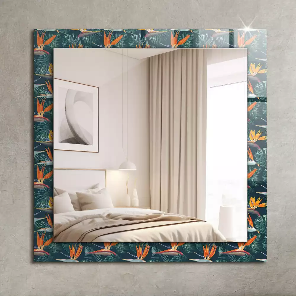 Miroir rectangulaire décoratif fleurs et feuilles