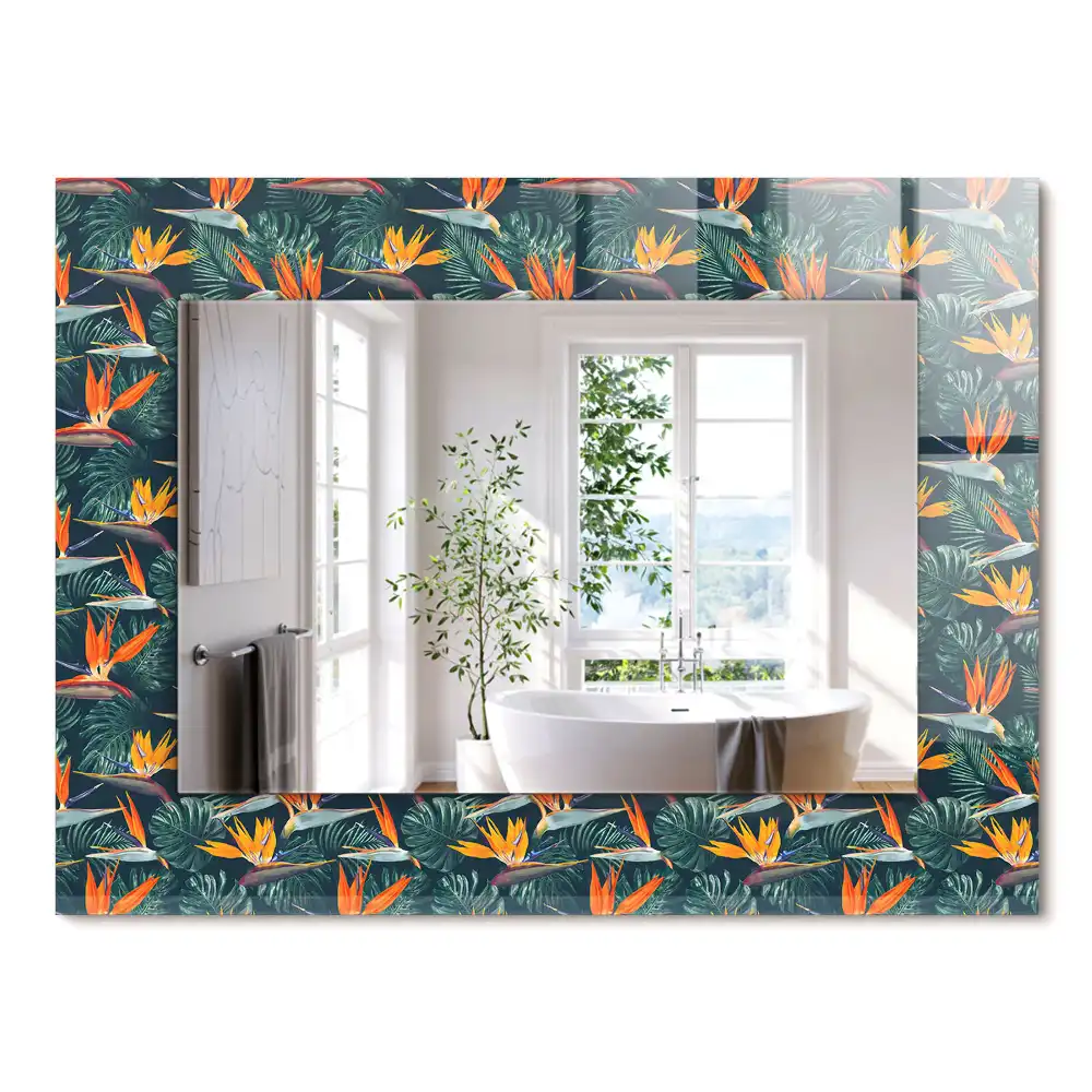 Miroir rectangulaire décoratif fleurs et feuilles