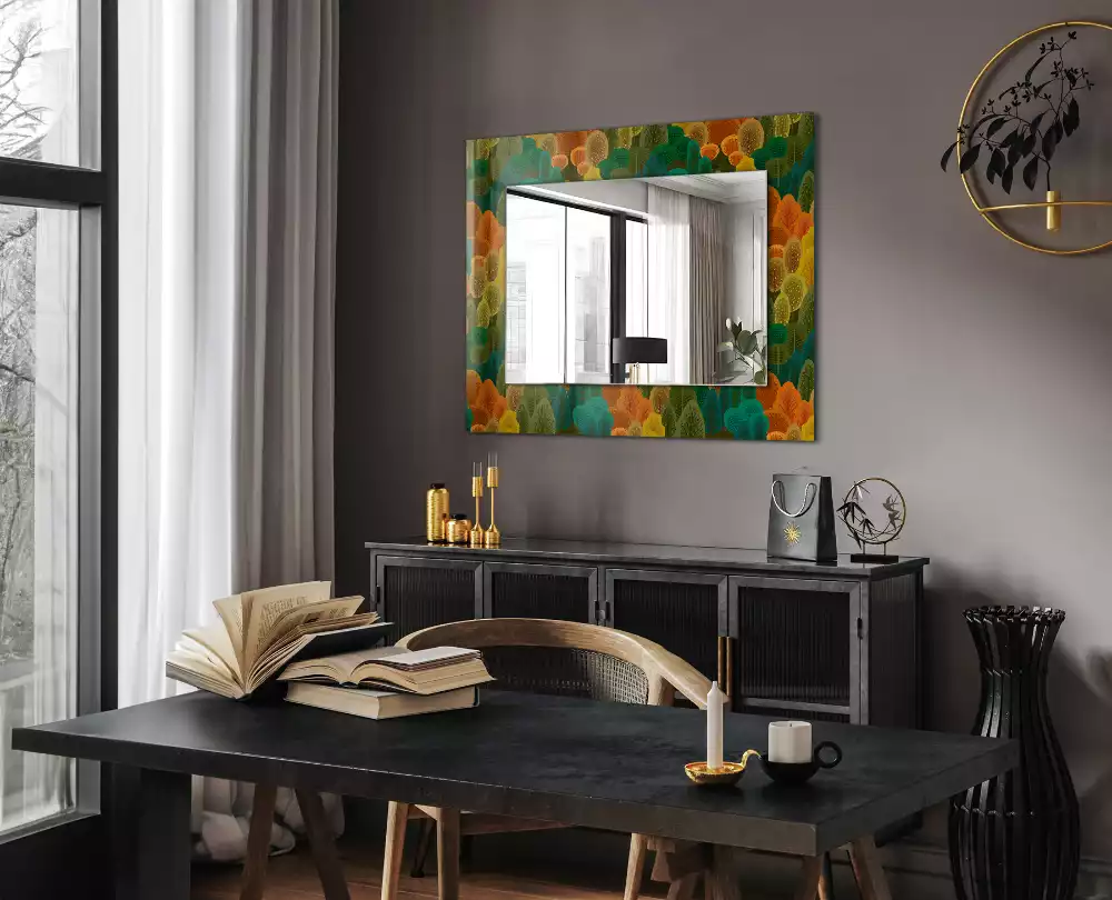 Miroir rectangulaire imprimé arbres d'automne
