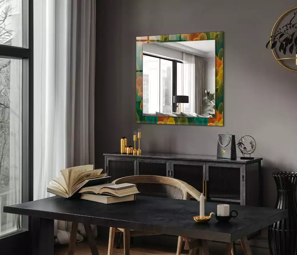 Miroir rectangulaire imprimé arbres d'automne