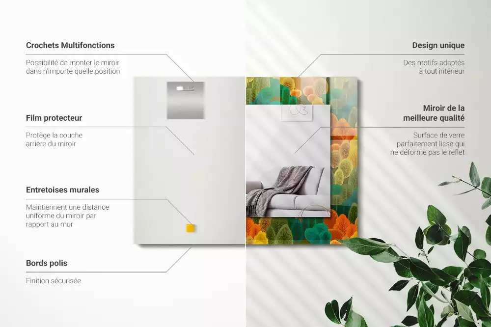 Miroir rectangulaire imprimé arbres d'automne