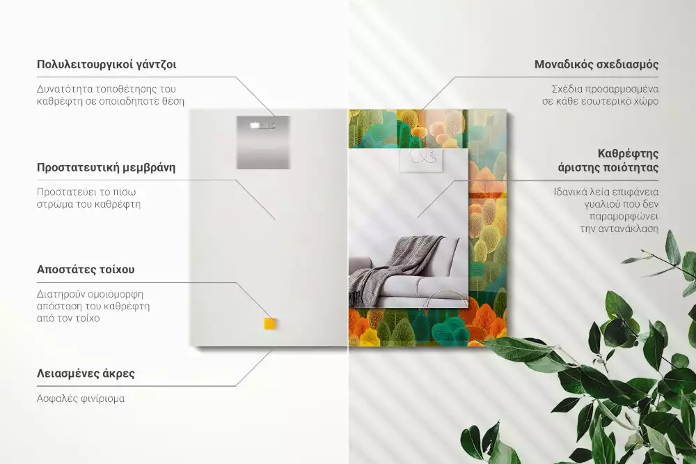 Miroir rectangulaire imprimé arbres d'automne