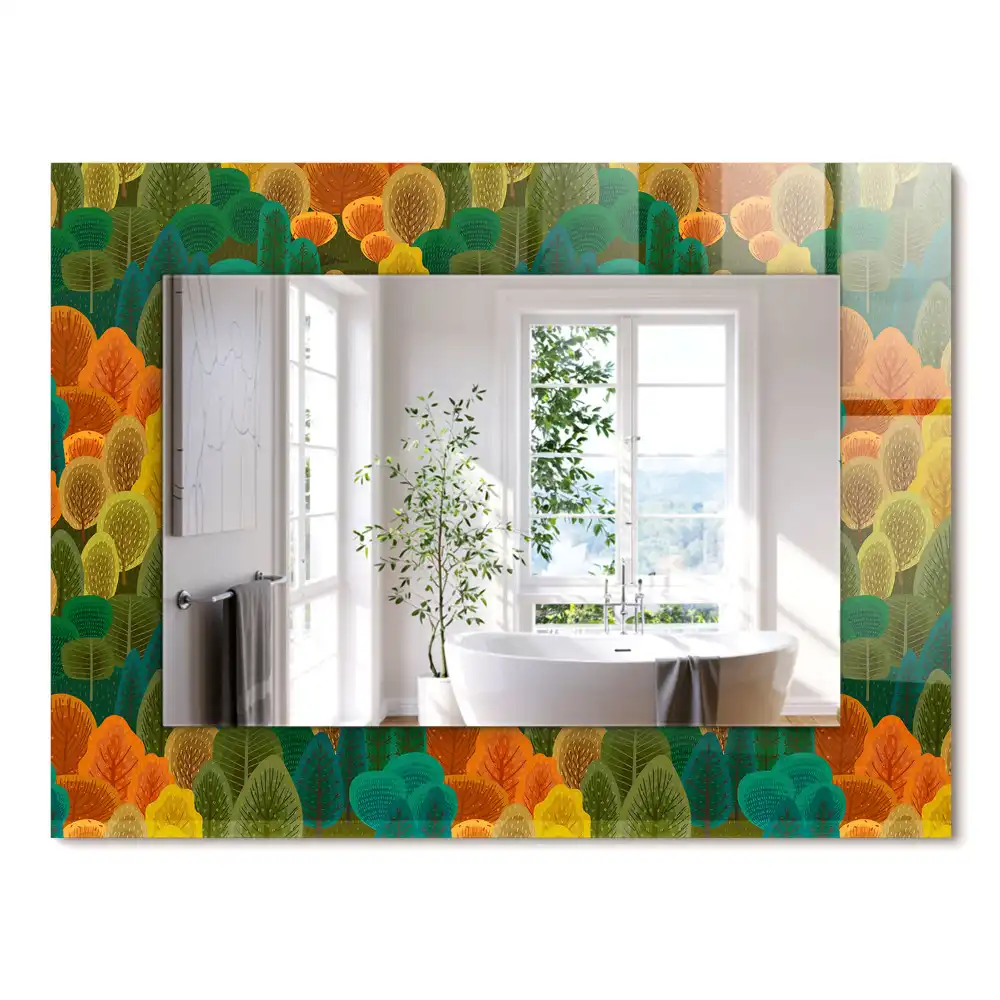 Miroir rectangulaire imprimé arbres d'automne