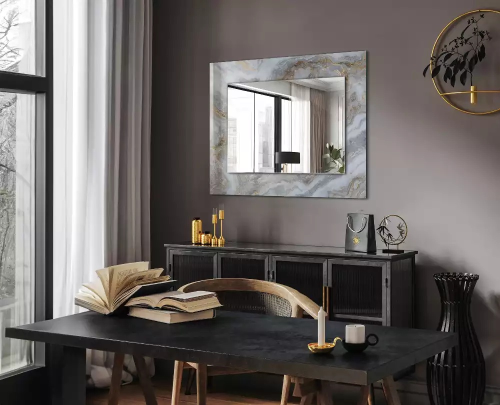 Miroir rectangulaire décoratif imprimé structure de motif de marbre