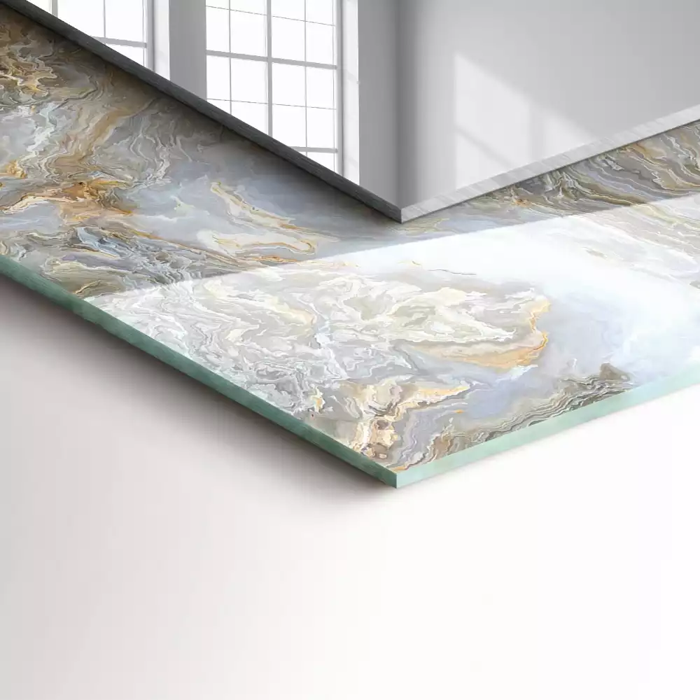 Miroir rectangulaire décoratif imprimé structure de motif de marbre