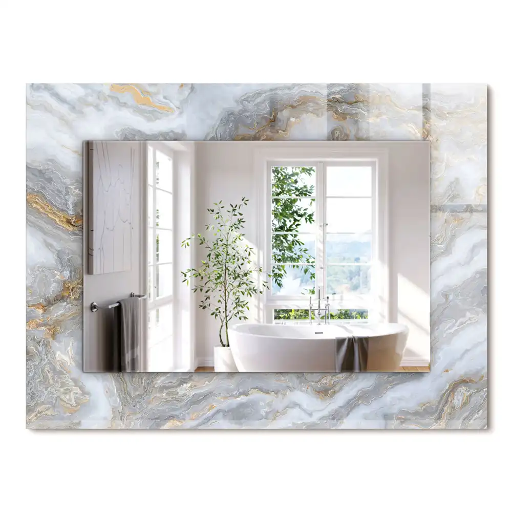 Miroir rectangulaire décoratif imprimé structure de motif de marbre