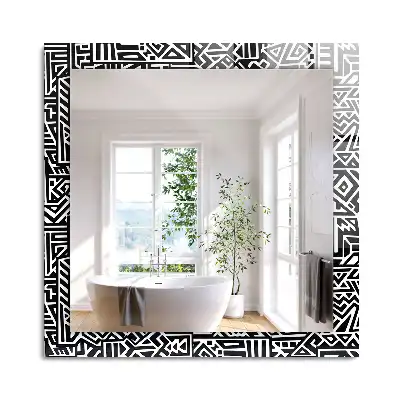 Miroir rectangulaire avec cadre imprimé motif géométrique