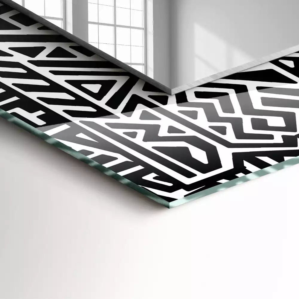 Miroir rectangulaire avec cadre imprimé motif géométrique