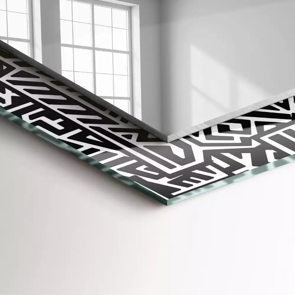 Miroir rectangulaire avec cadre imprimé motif géométrique