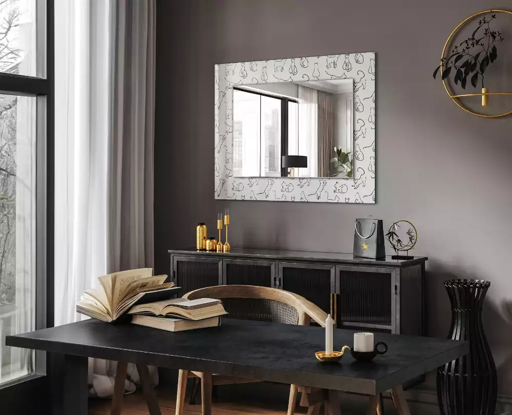 Miroir rectangulaire à cadre imprimé contours de chats