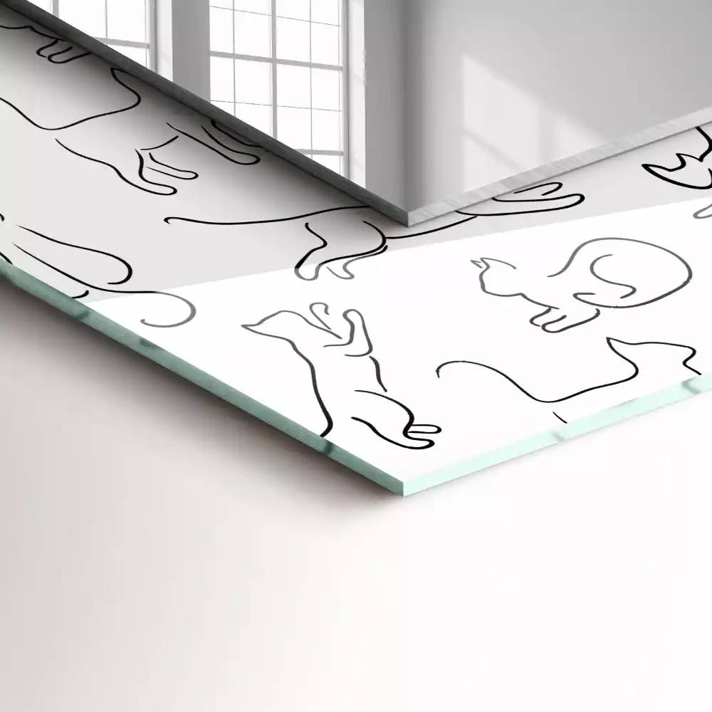 Miroir rectangulaire à cadre imprimé contours de chats
