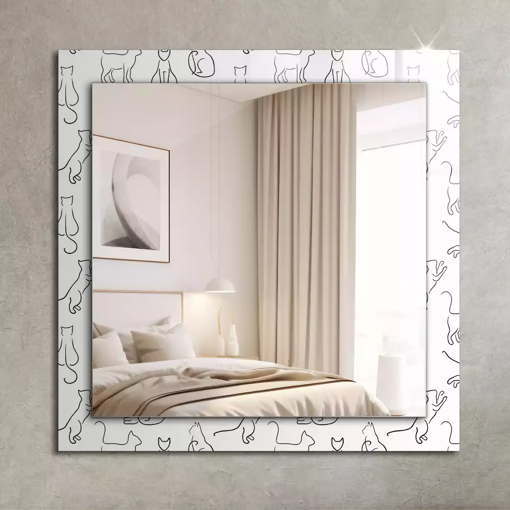 Miroir rectangulaire à cadre imprimé contours de chats