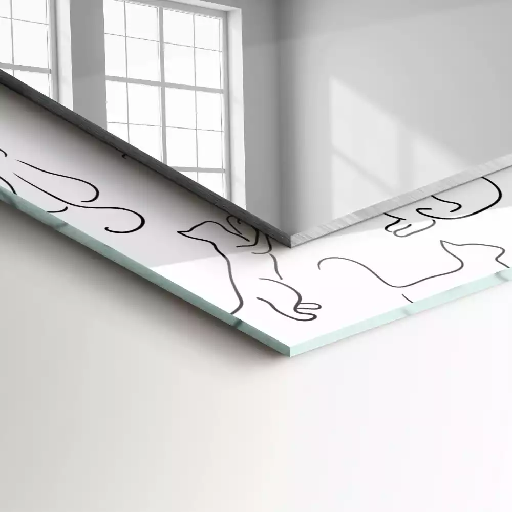 Miroir rectangulaire à cadre imprimé contours de chats