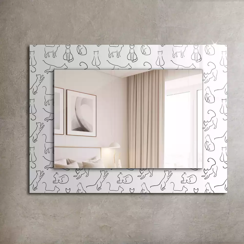 Miroir rectangulaire à cadre imprimé contours de chats