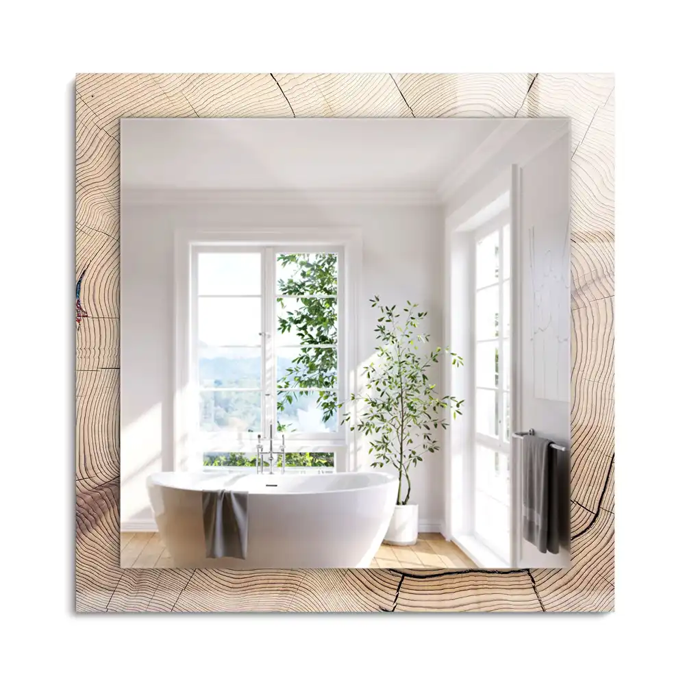 Miroir rectangulaire décoratif coupe transversale d'un tronc