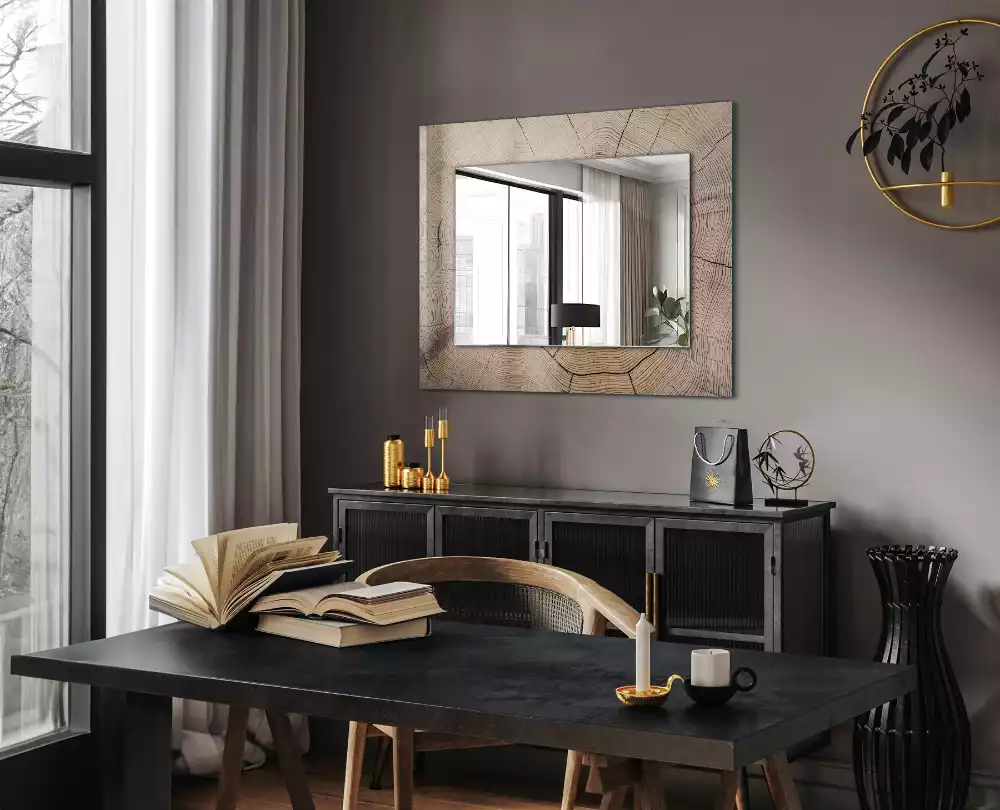 Miroir rectangulaire décoratif coupe transversale d'un tronc
