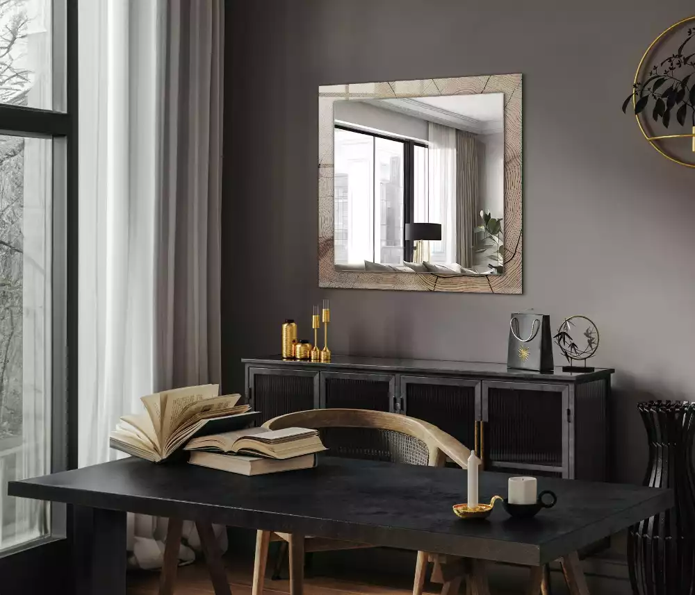 Miroir rectangulaire décoratif coupe transversale d'un tronc